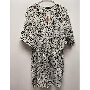 NEW PrettyGarden Womens Floral Print Shorts Jumpsuit Wrap 3/4 Sleeve Large